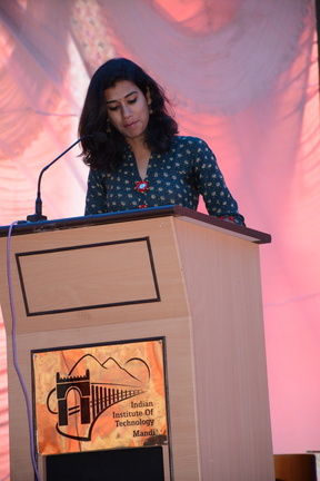 Student on stage-9th Foundation day