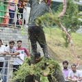 Students making human pyramid for dahi handi
